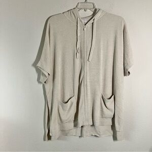 BAREFOOT DREAMS CozyChic Ultra Lite Zip Hoodie Poncho Dolman Loungewear L XL